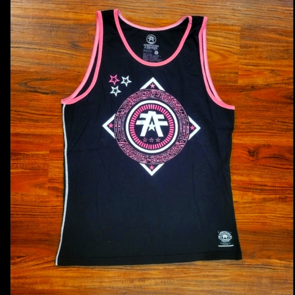 Men's American Fighter Buckle Black & Neon Pink Tank Top - Picture 1 of 5